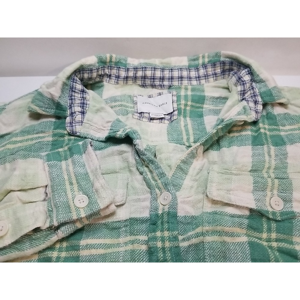 American Eagle‎ Womens Cropped Plaid Button Up Long Sleeve Shirt XS